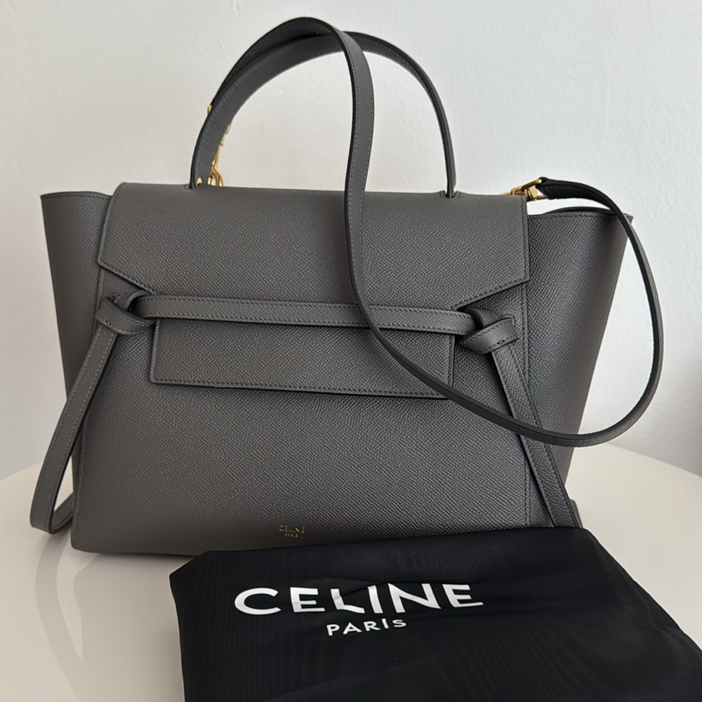 Celine *NEW* Grey Top Handle Leather Bag with Shoulder Strap & Dust Cover - Picture 14 of 14